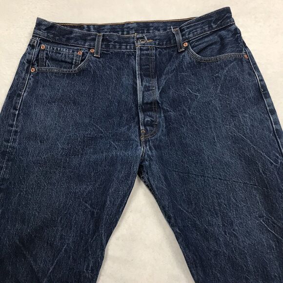 LEVIS 501 Jeans Men 36x28 (38/30 tag) Acid Fading Button Fly Denim Blue - Picture 3 of 15